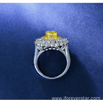 Yellow CZ Fine Sterling Silver Rings Rhodium Plated